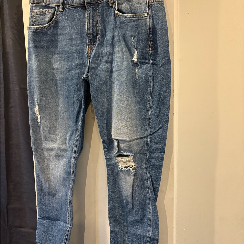 ZARA Silver Button on Blue Denim